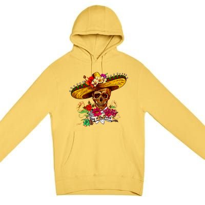 Day of the Dead Sugar Skull Sombrero Premium Pullover Hoodie