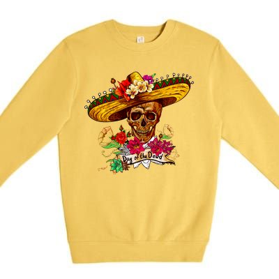 Day of the Dead Sugar Skull Sombrero Premium Crewneck Sweatshirt