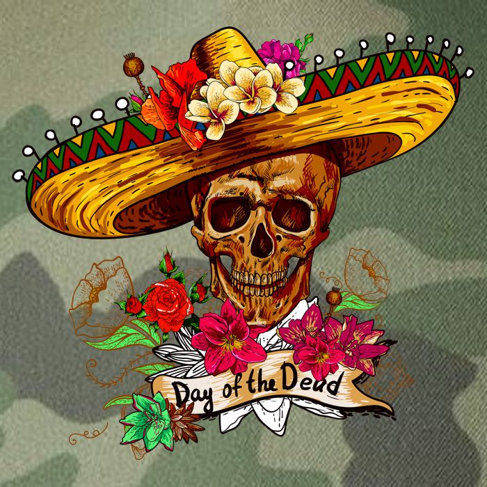 Day of the Dead Sugar Skull Sombrero Legacy Tie Dye Trucker Hat