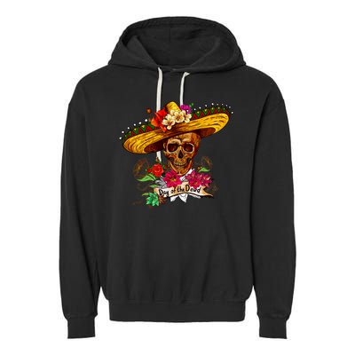 Day of the Dead Sugar Skull Sombrero Garment-Dyed Fleece Hoodie