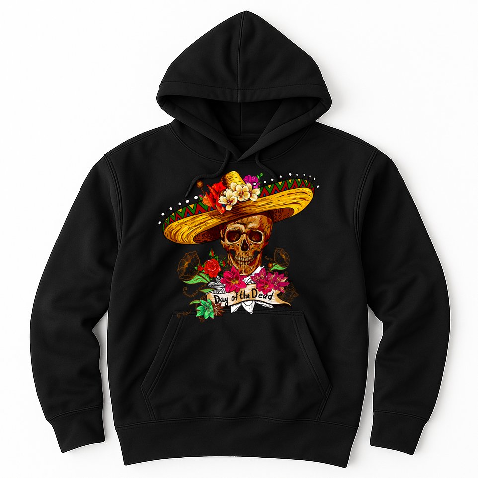 Day of the Dead Sugar Skull Sombrero Hoodie