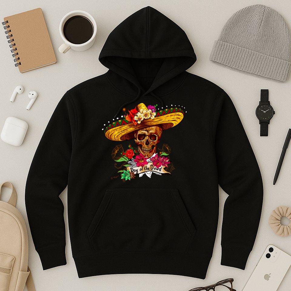Day of the Dead Sugar Skull Sombrero Hoodie