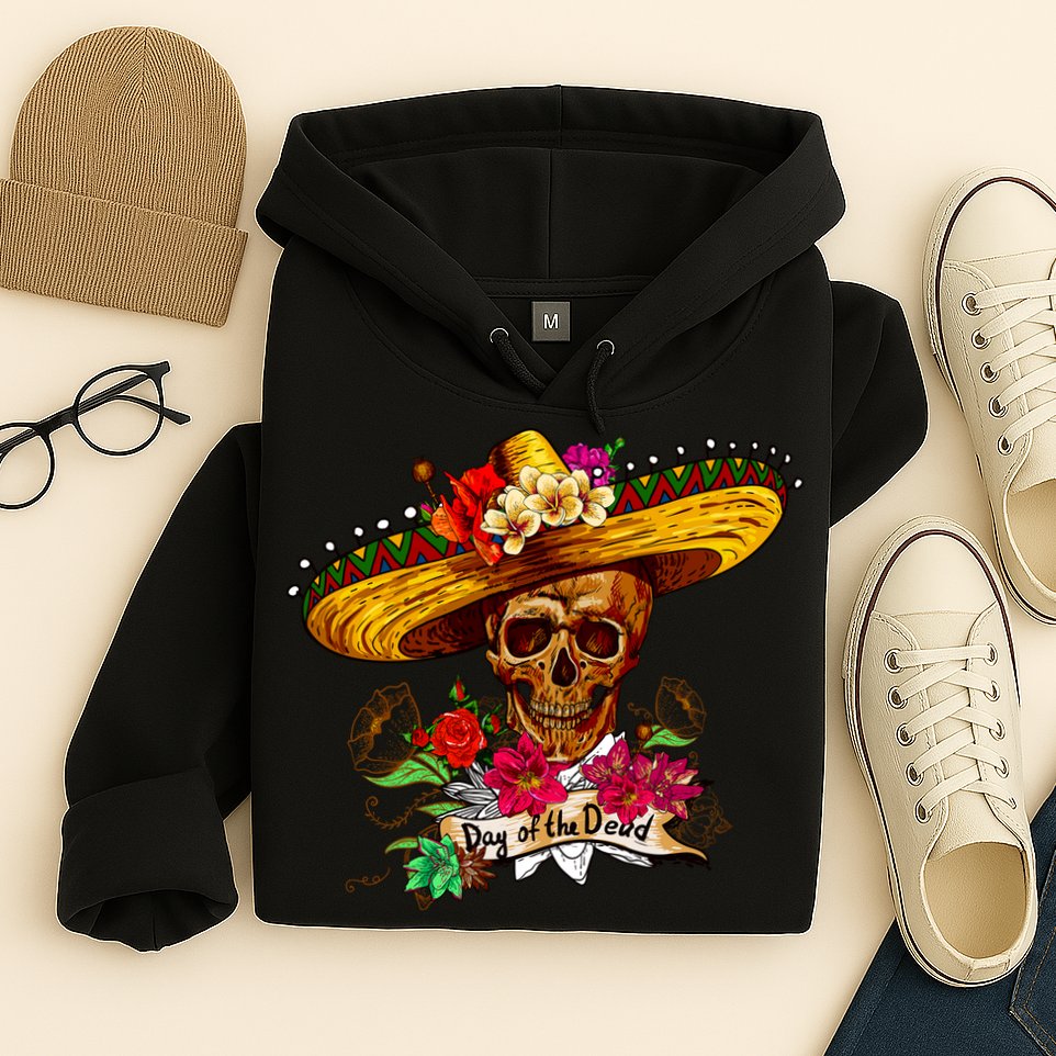 Day of the Dead Sugar Skull Sombrero Hoodie