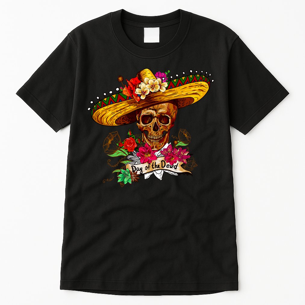 Day of the Dead Sugar Skull Sombrero Tall T-Shirt