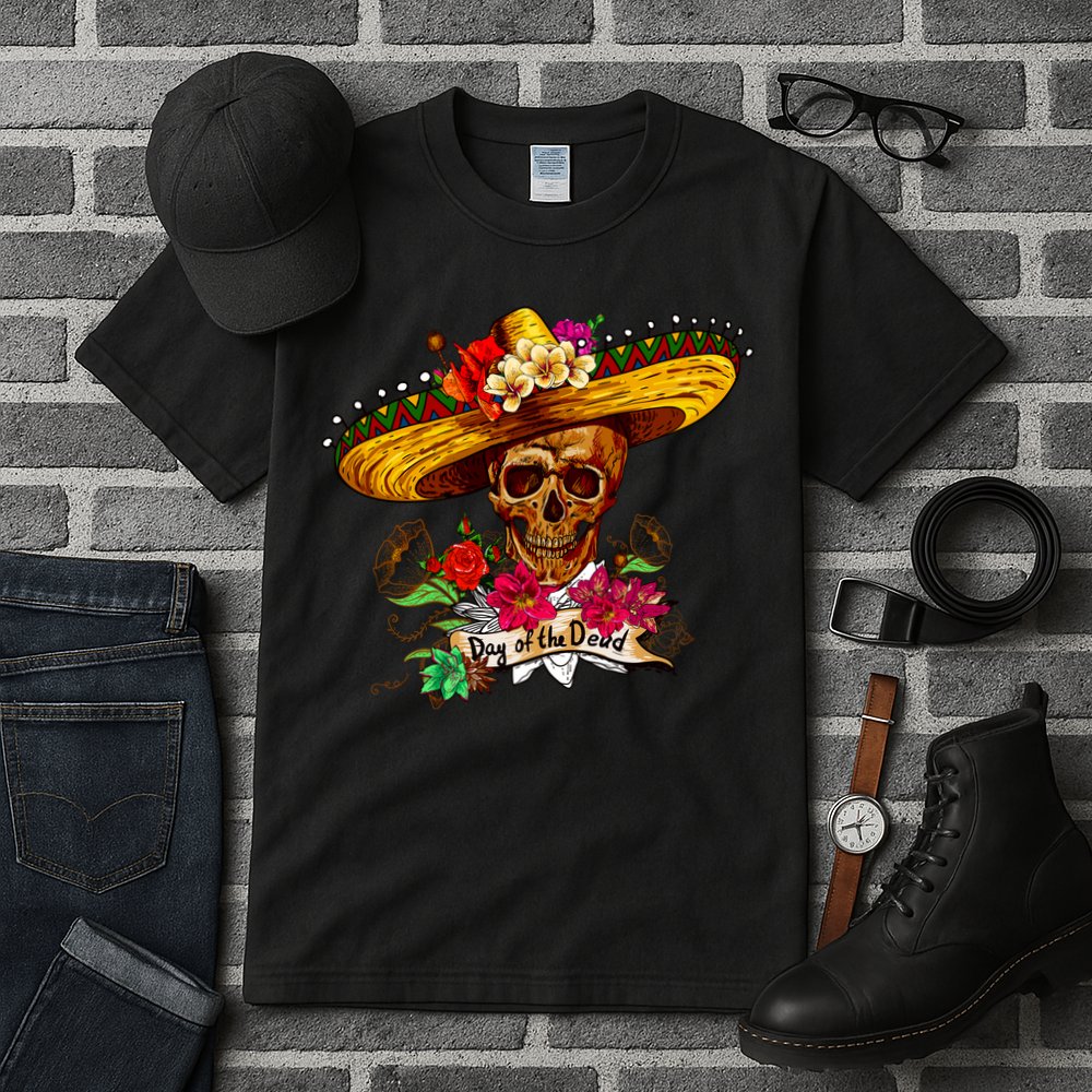 Day of the Dead Sugar Skull Sombrero Tall T-Shirt