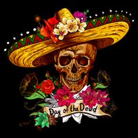 Day of the Dead Sugar Skull Sombrero Drawstring Bag