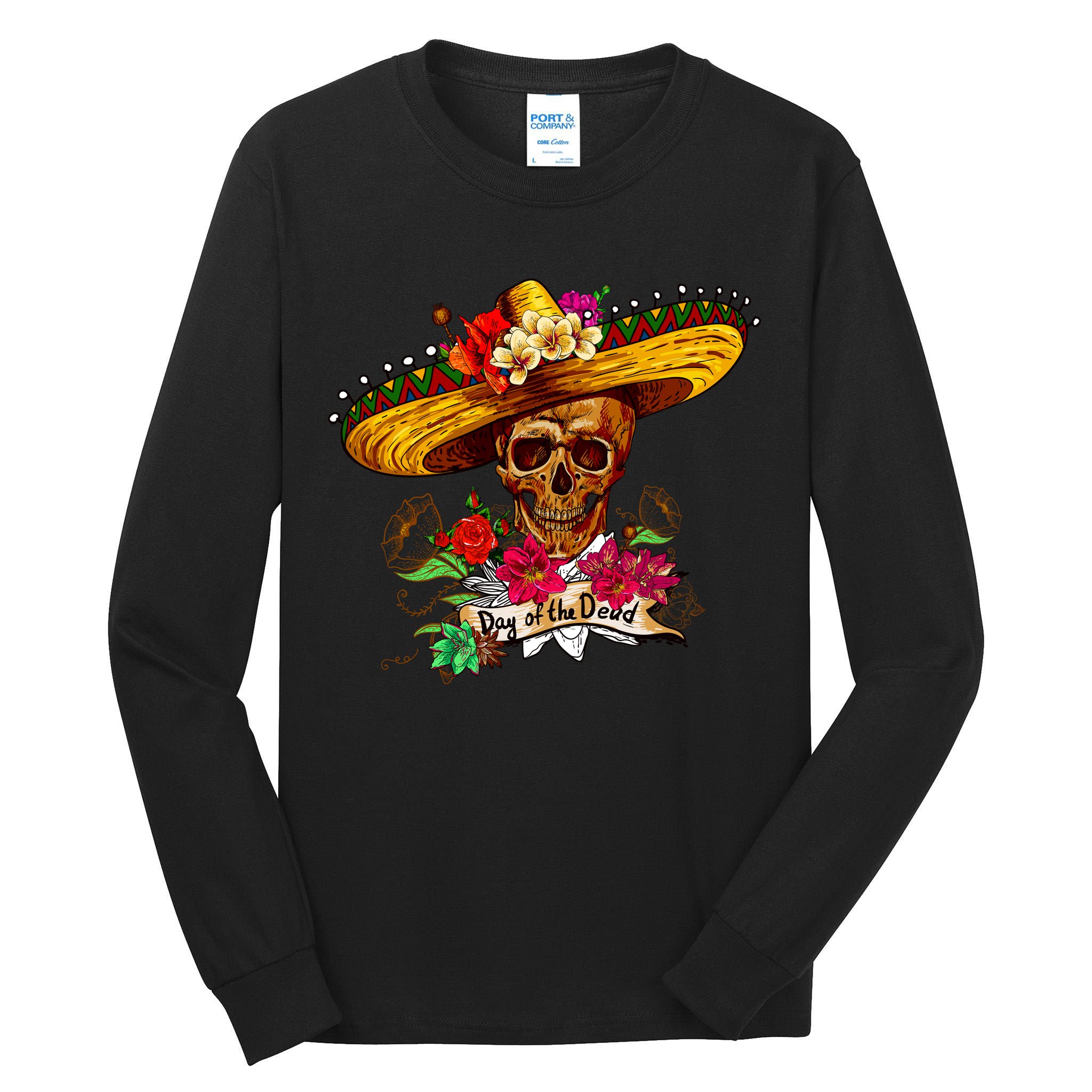 Day of the Dead Sugar Skull Sombrero Tall Long Sleeve T-Shirt