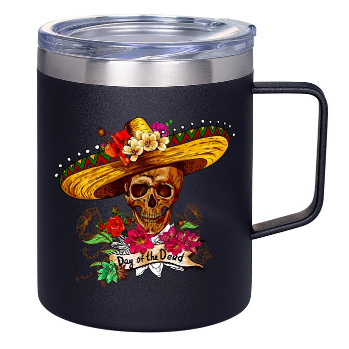 Day of the Dead Sugar Skull Sombrero 12oz Stainless Steel Coffee Mug