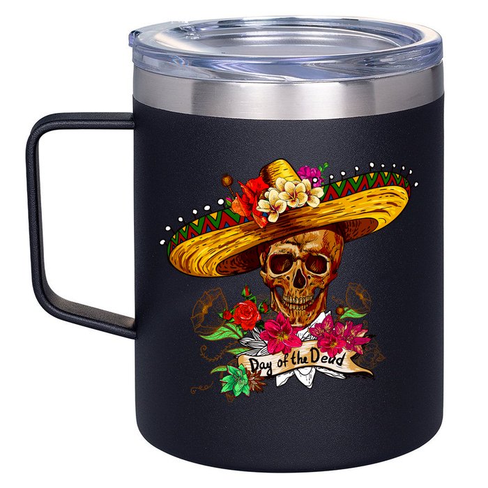 Day of the Dead Sugar Skull Sombrero 12oz Stainless Steel Coffee Mug