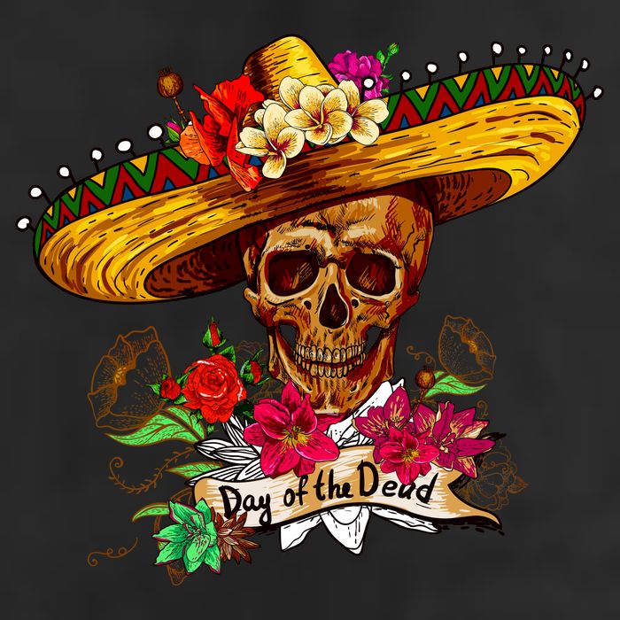 Day of the Dead Sugar Skull Sombrero 12oz Stainless Steel Coffee Mug