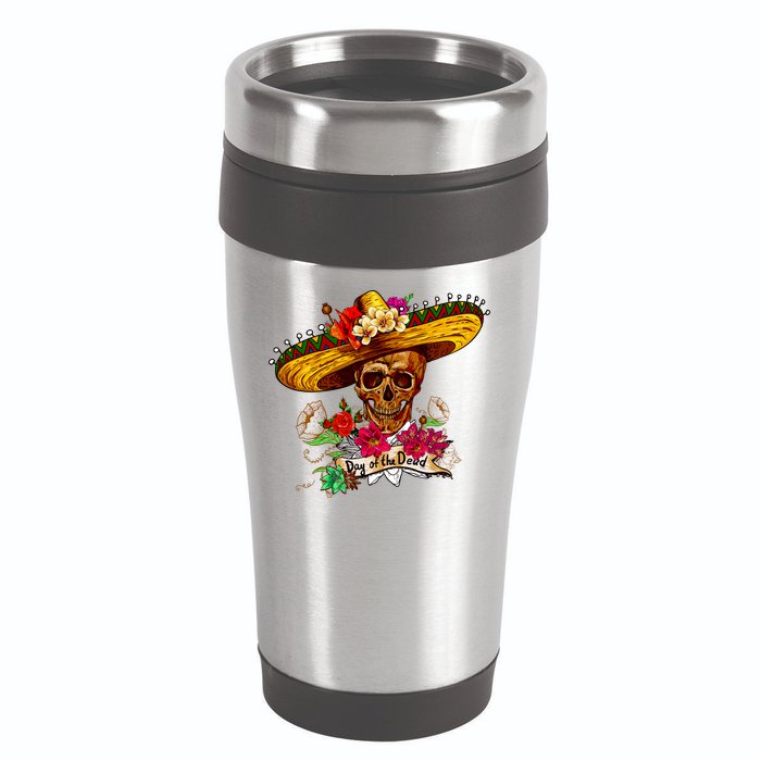 Day of the Dead Sugar Skull Sombrero 16oz Travel Tumbler
