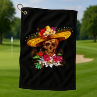 Day of the Dead Sugar Skull Sombrero Golf Towel