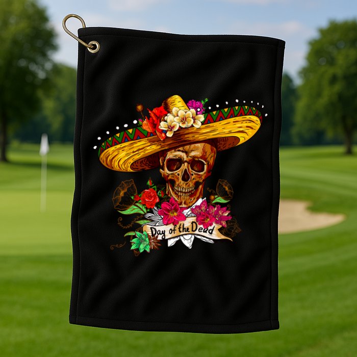 Day of the Dead Sugar Skull Sombrero Golf Towel