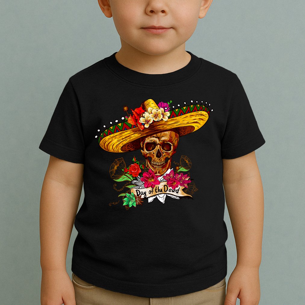 Day of the Dead Sugar Skull Sombrero Toddler T-Shirt