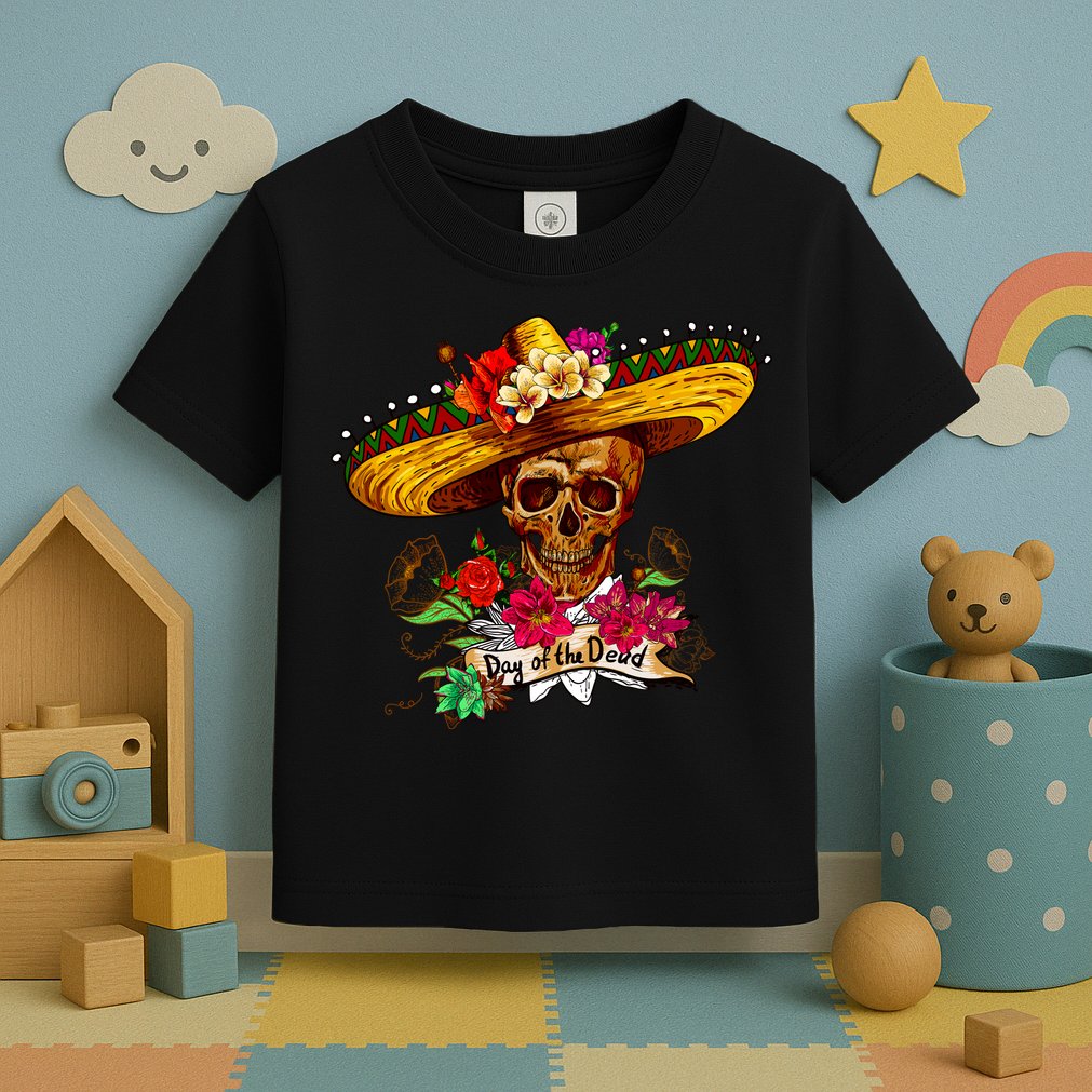 Day of the Dead Sugar Skull Sombrero Toddler T-Shirt