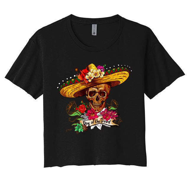 Day of the Dead Sugar Skull Sombrero Crop Top