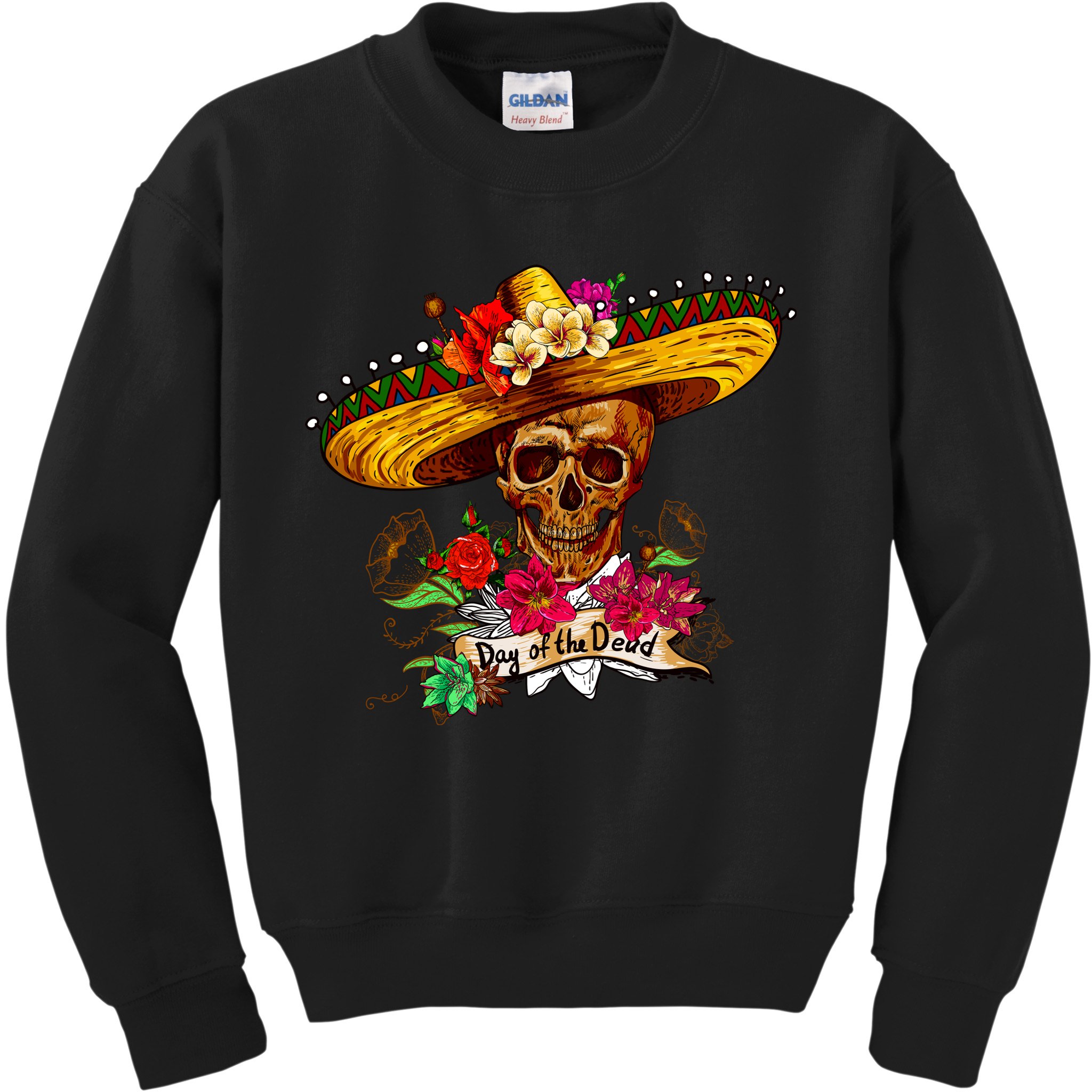 Day of the Dead Sugar Skull Sombrero Kids Sweatshirt