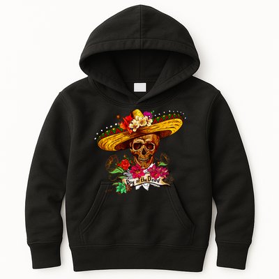 Day of the Dead Sugar Skull Sombrero Kids Hoodie