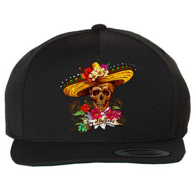 Day of the Dead Sugar Skull Sombrero Wool Snapback Cap