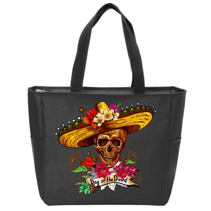 Day of the Dead Sugar Skull Sombrero Zip Tote Bag