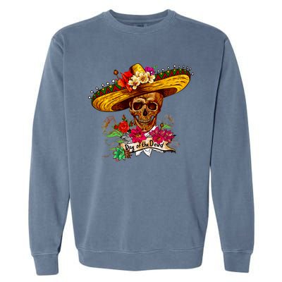 Day of the Dead Sugar Skull Sombrero Garment-Dyed Sweatshirt