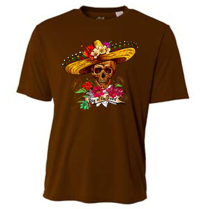 Day of the Dead Sugar Skull Sombrero Cooling Performance Crew T-Shirt