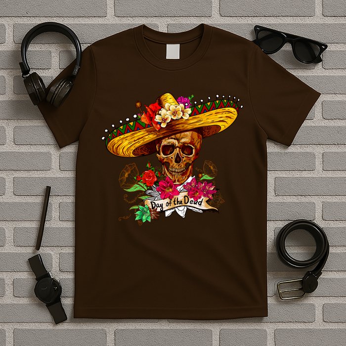 Day of the Dead Sugar Skull Sombrero T-Shirt