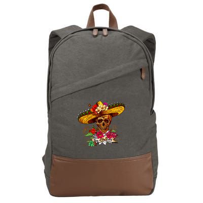 Day of the Dead Sugar Skull Sombrero Cotton Canvas Backpack