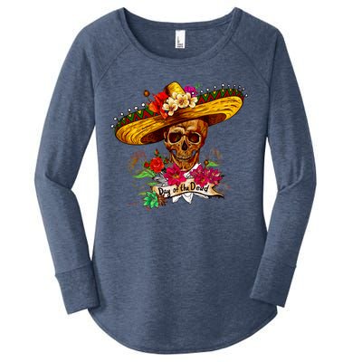 Day of the Dead Sugar Skull Sombrero Women's Perfect Tri Tunic Long Sleeve Shirt