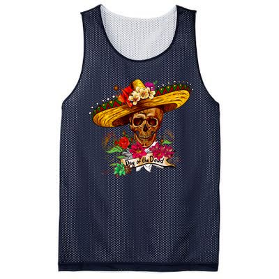 Day of the Dead Sugar Skull Sombrero Mesh Reversible Basketball Jersey Tank