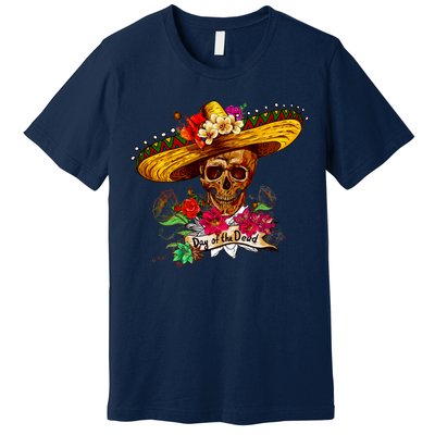 Day of the Dead Sugar Skull Sombrero Premium T-Shirt