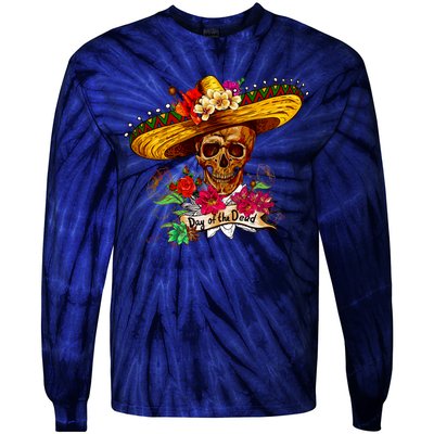 Day of the Dead Sugar Skull Sombrero Tie-Dye Long Sleeve Shirt