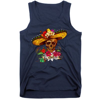 Day of the Dead Sugar Skull Sombrero Tank Top