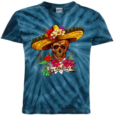 Day of the Dead Sugar Skull Sombrero Kids Tie-Dye T-Shirt