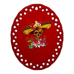 Day of the Dead Sugar Skull Sombrero Ceramic Oval Ornament