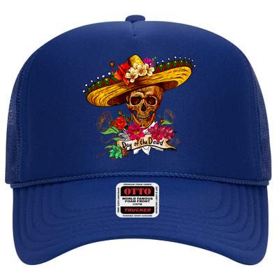 Day of the Dead Sugar Skull Sombrero High Crown Mesh Back Trucker Hat