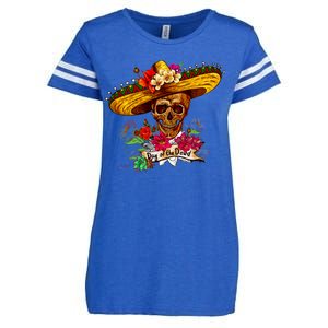 Day of the Dead Sugar Skull Sombrero Enza Ladies Jersey Football T-Shirt