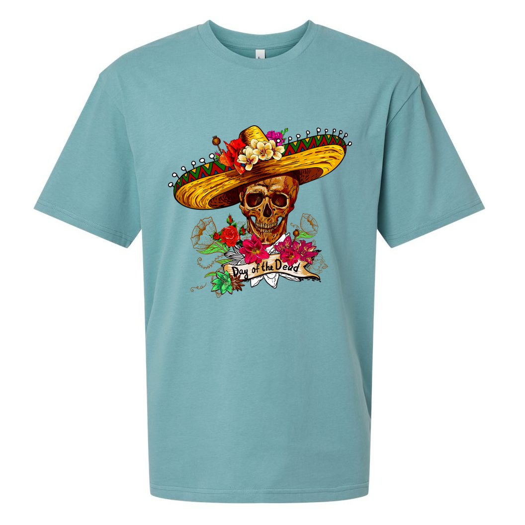 Day of the Dead Sugar Skull Sombrero Sueded Cloud Jersey T-Shirt