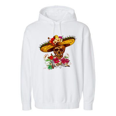 Day of the Dead Sugar Skull Sombrero Garment-Dyed Fleece Hoodie