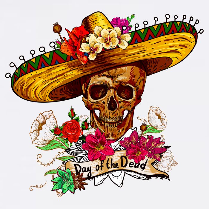 Day of the Dead Sugar Skull Sombrero Garment-Dyed Sweatshirt