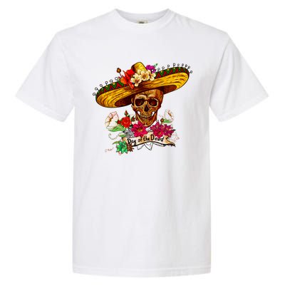 Day of the Dead Sugar Skull Sombrero Garment-Dyed Heavyweight T-Shirt