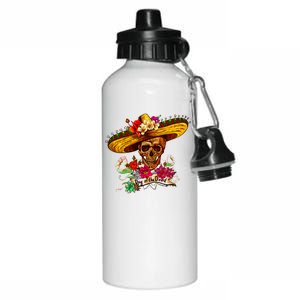 Day of the Dead Sugar Skull Sombrero Aluminum Water Bottle