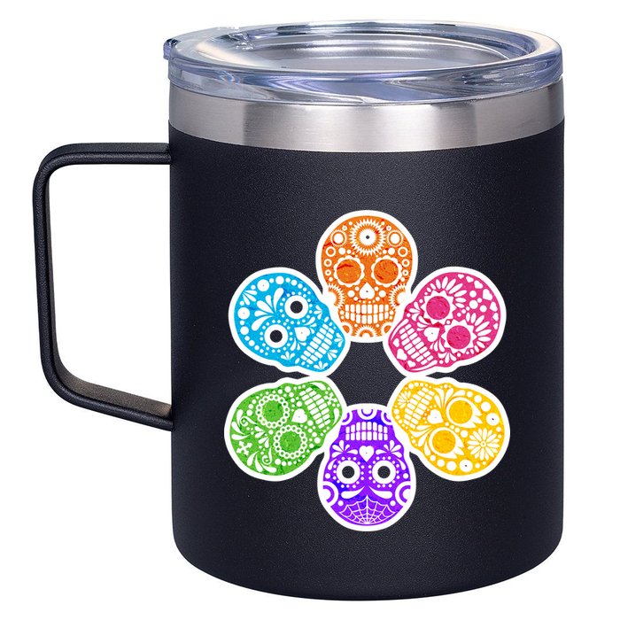 Day of the Dead Skulls 12oz Stainless Steel Coffee Mug