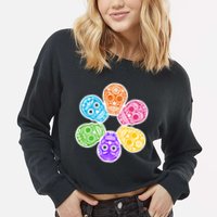 Day of the Dead Skulls Cropped Pullover Crew