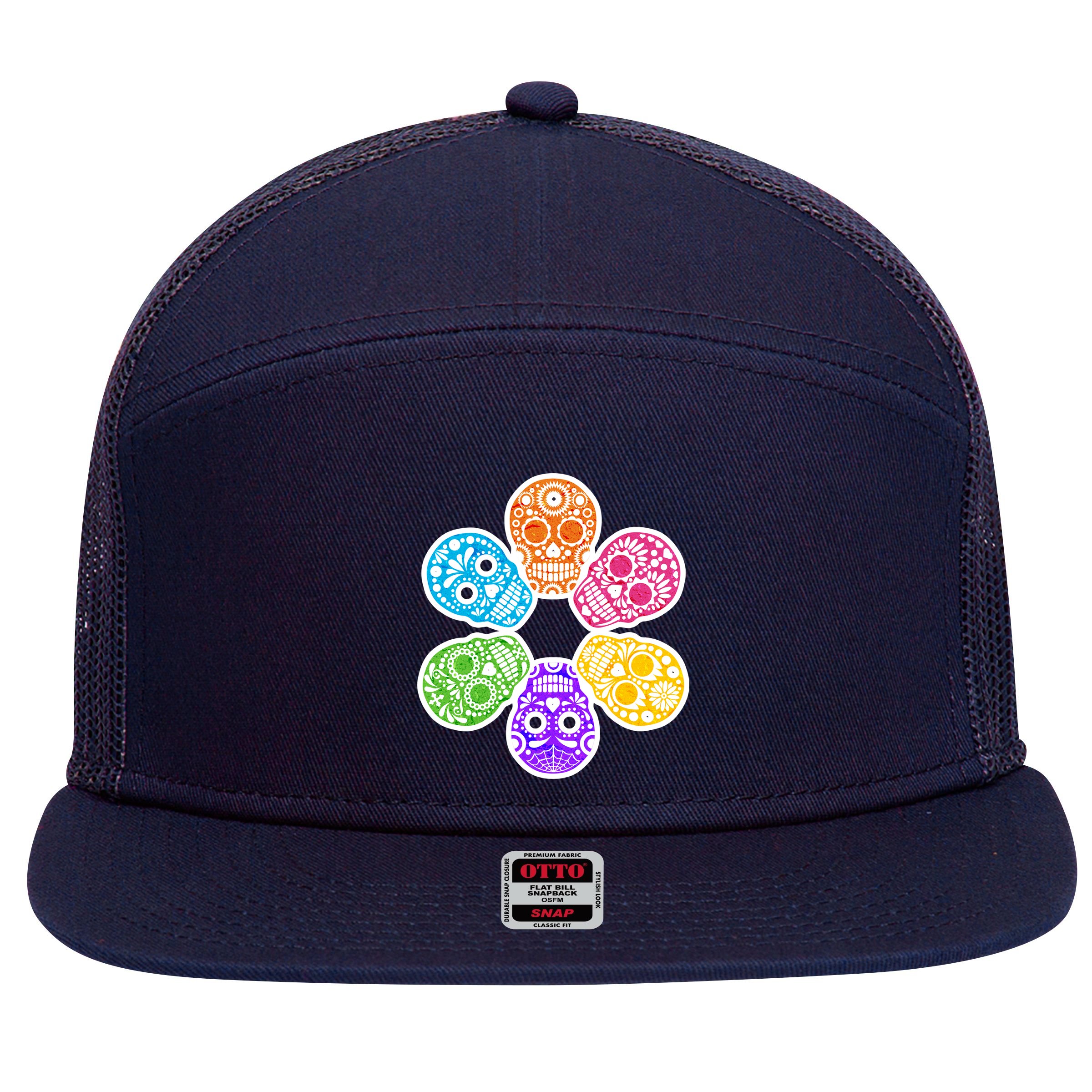 Day of the Dead Skulls 7 Panel Mesh Trucker Snapback Hat