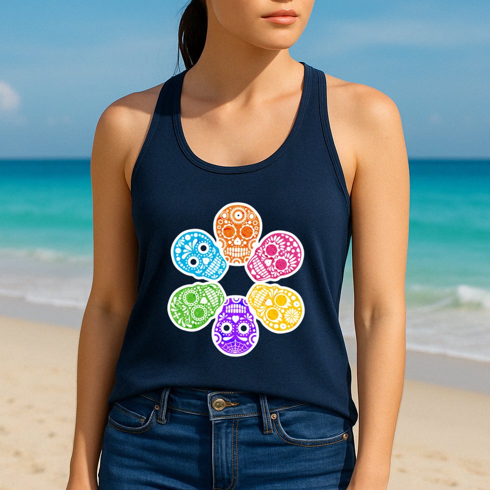Day of the Dead Skulls Womens Tank Top