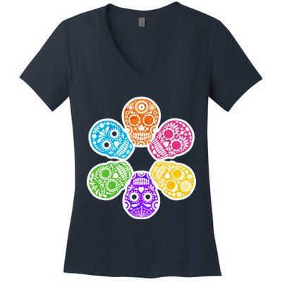 Day of the Dead Skulls Women's V-Neck T-Shirt