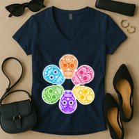 Day of the Dead Skulls Women's V-Neck T-Shirt