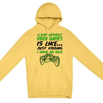 Day Without Video Games Just Kidding I Have No Idea Premium Pullover Hoodie