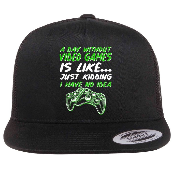 Day Without Video Games Just Kidding I Have No Idea Flat Bill Trucker Hat